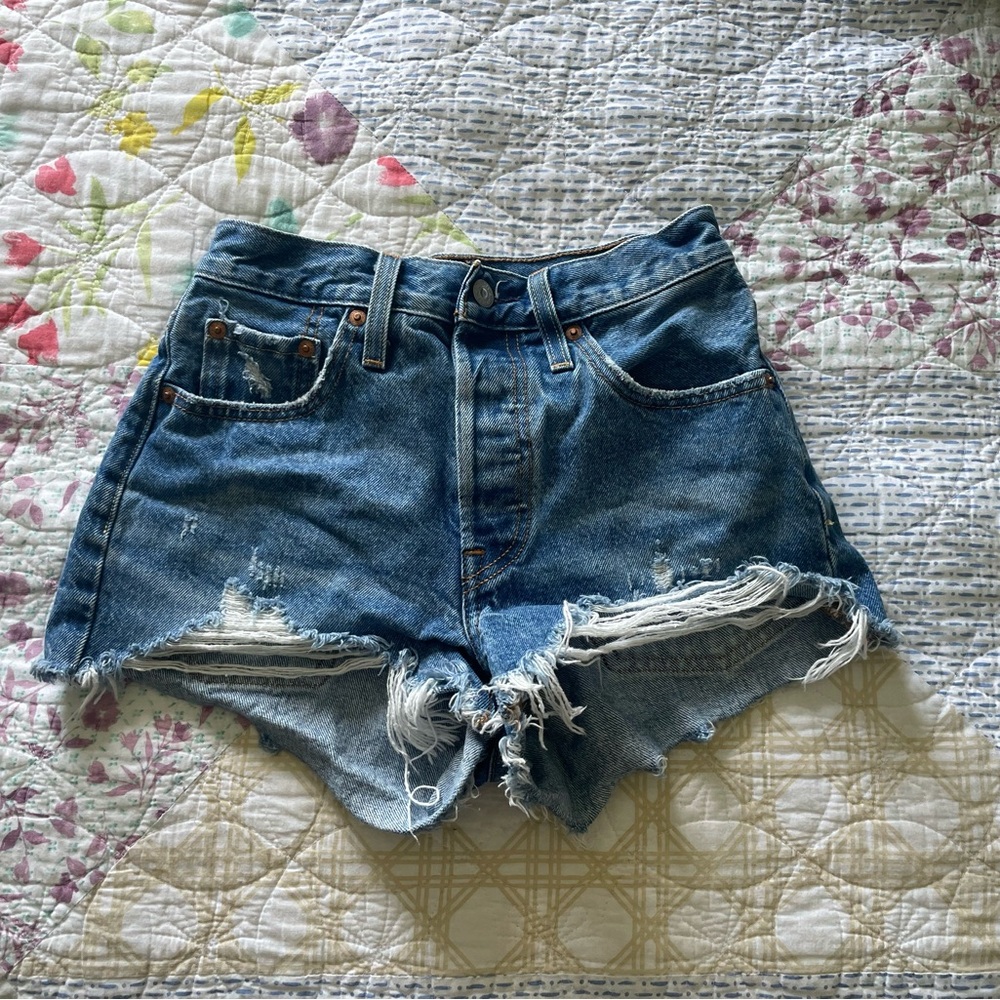 Levi's 501 distressed denim shorts